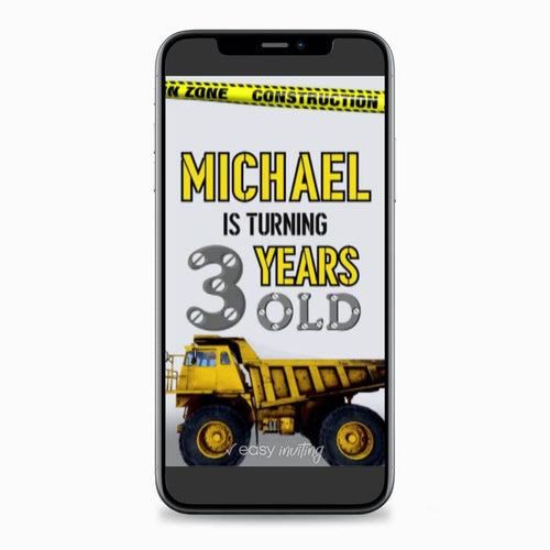 Construction Video Invitation - Print Me Pretty