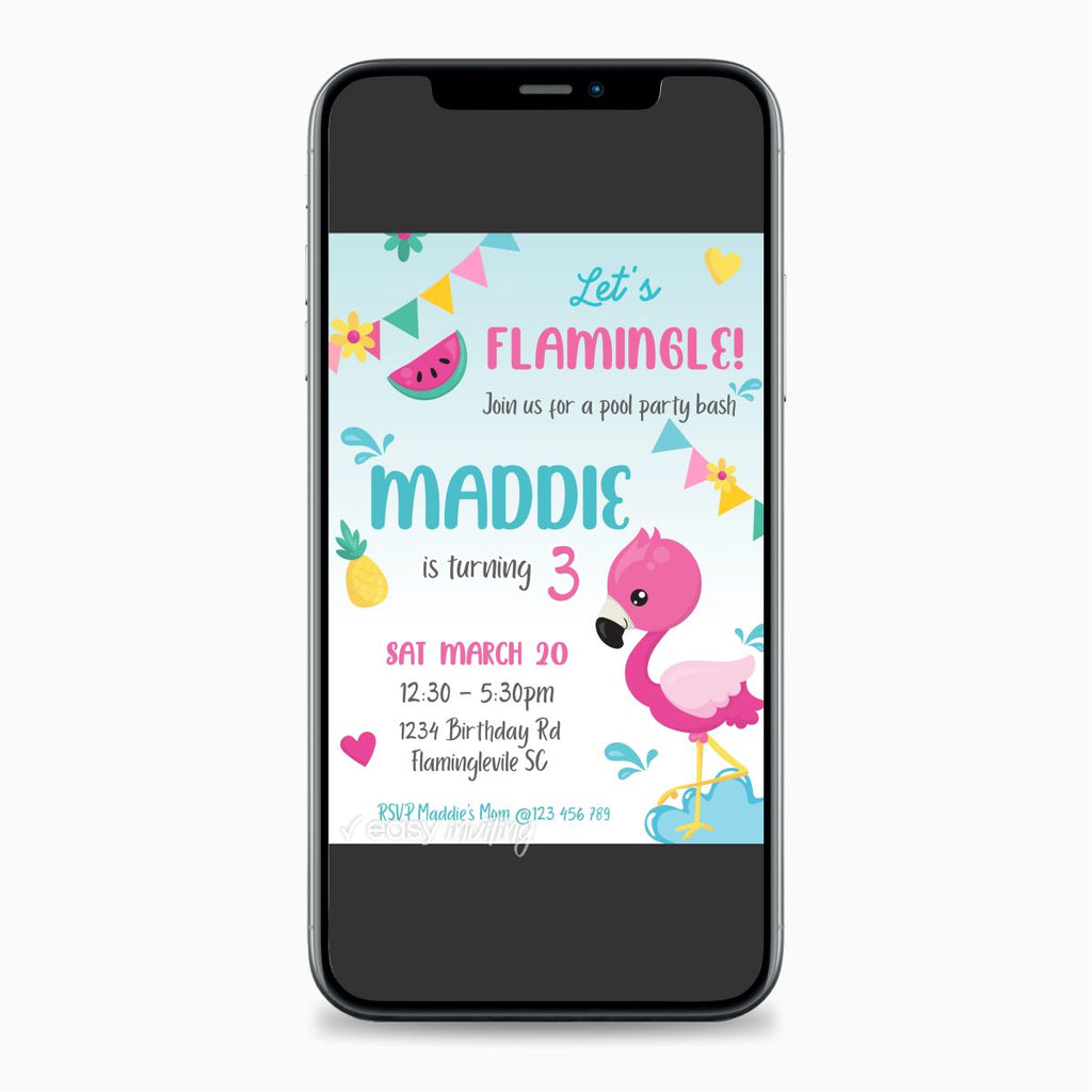 Cute Flamingo Birthday Invitation - Print Me Pretty