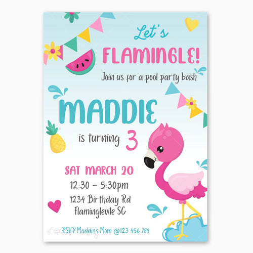Cute Flamingo Birthday Invitation - Print Me Pretty