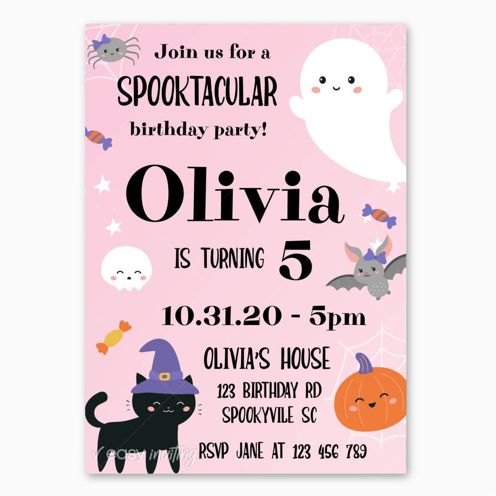 Cute Halloween Birthday Invitation for Girls - Print Me Pretty