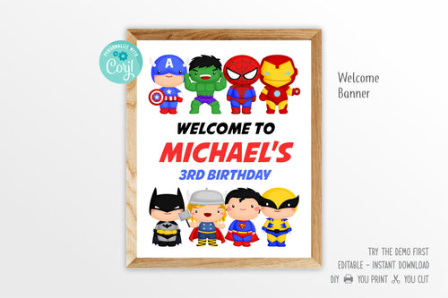 Cute Superheroes Welcome Banner - Print Me Pretty