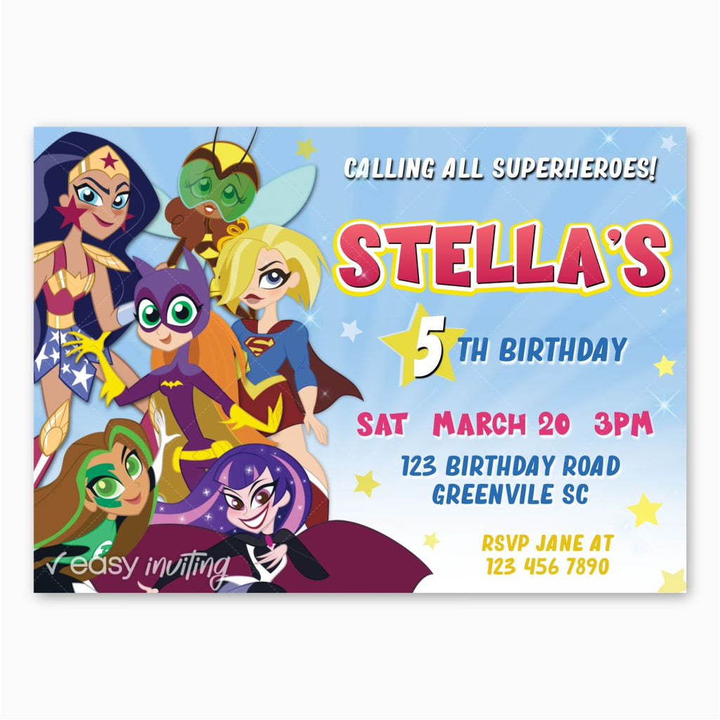 DC Superhero Girls Birthday Invitation - Print Me Pretty