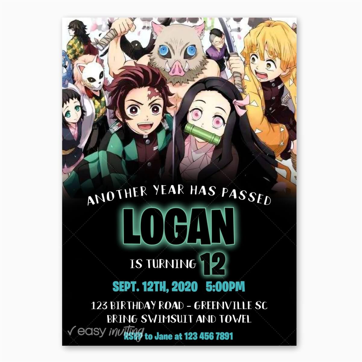 demon slayer birthday invitation