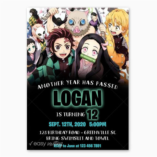 Demon Slayer Birthday Invitation - Print Me Pretty