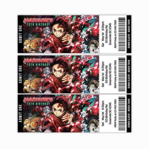 Demon Slayer Mugen Train Movie Ticket Invitation - Print Me Pretty