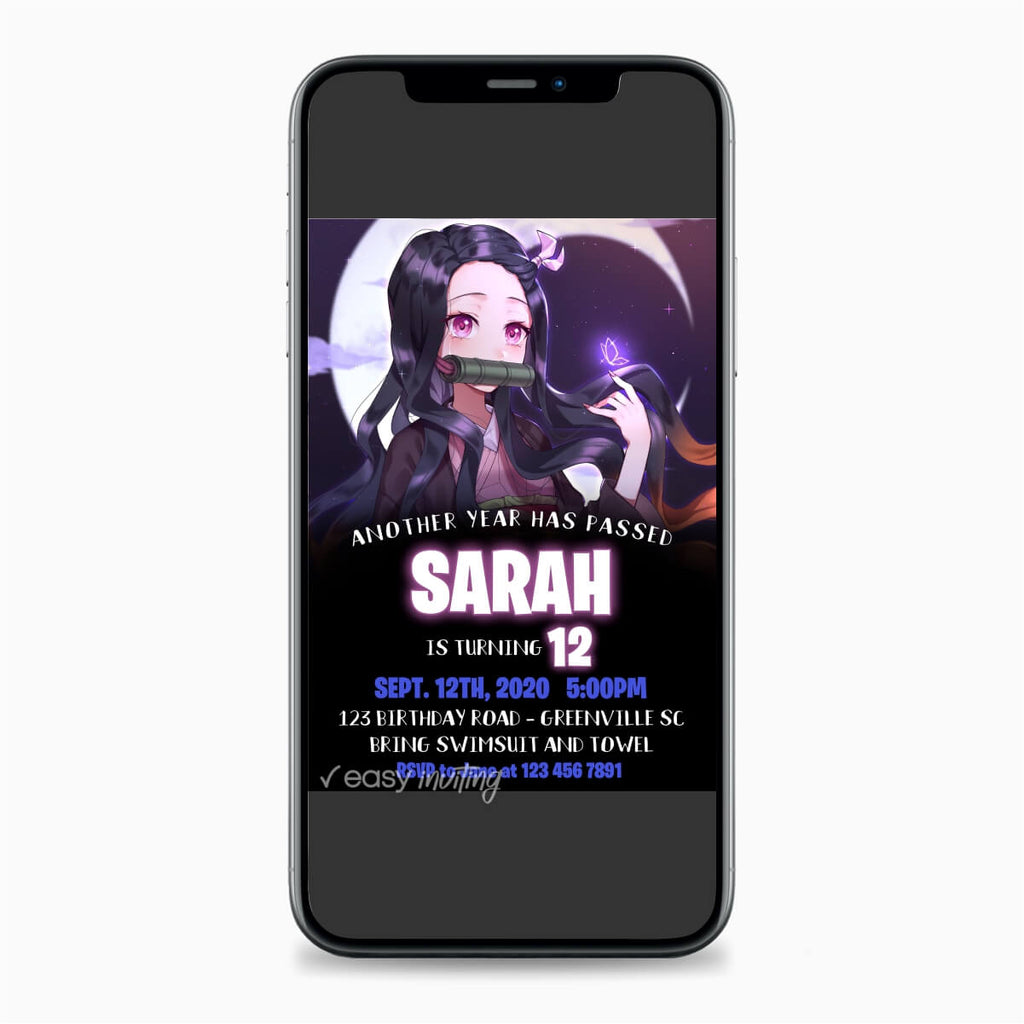 Demon Slayer Nezuko Birthday Invitation - Print Me Pretty