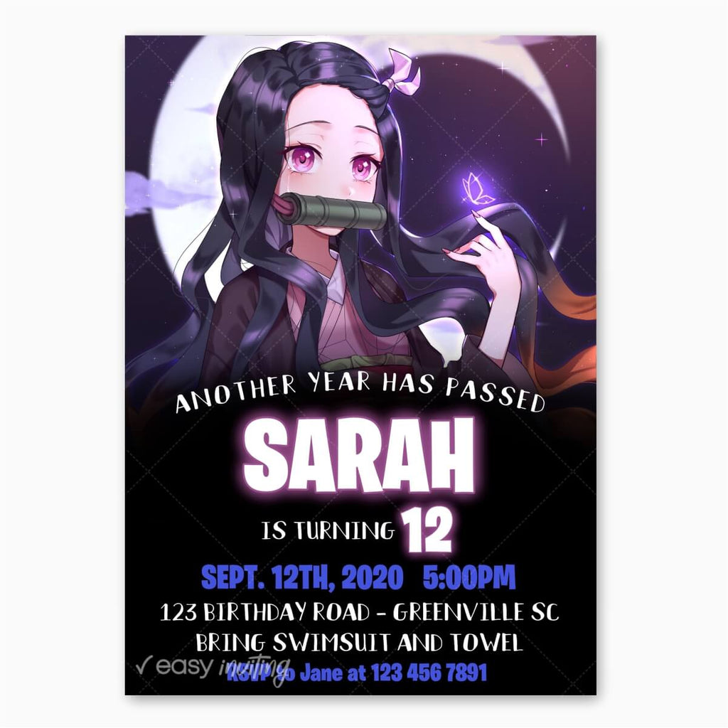 Demon Slayer Nezuko Birthday Invitation - Print Me Pretty