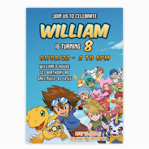 Digimon Birthday Invitation - Easy Inviting