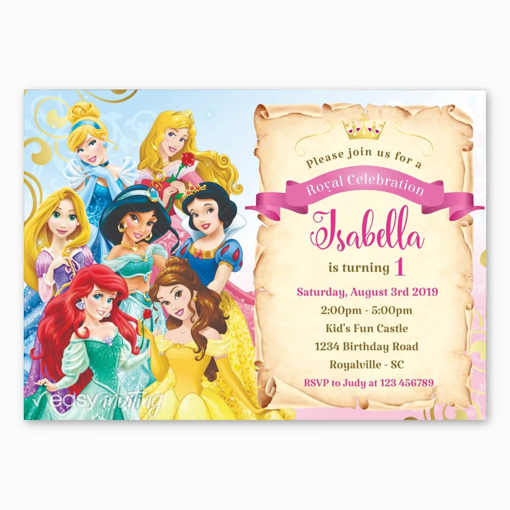 Disney Princesses Birthday Invitation - Print Me Pretty