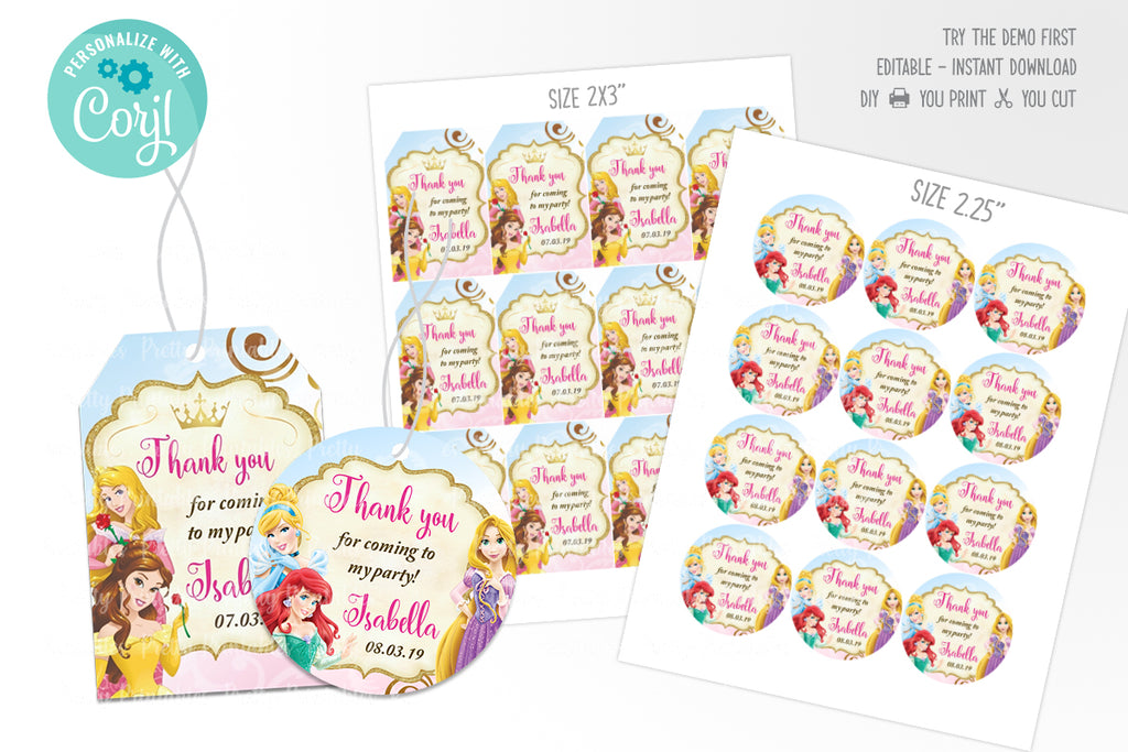 Disney Princess Favor Tag - Print Me Pretty