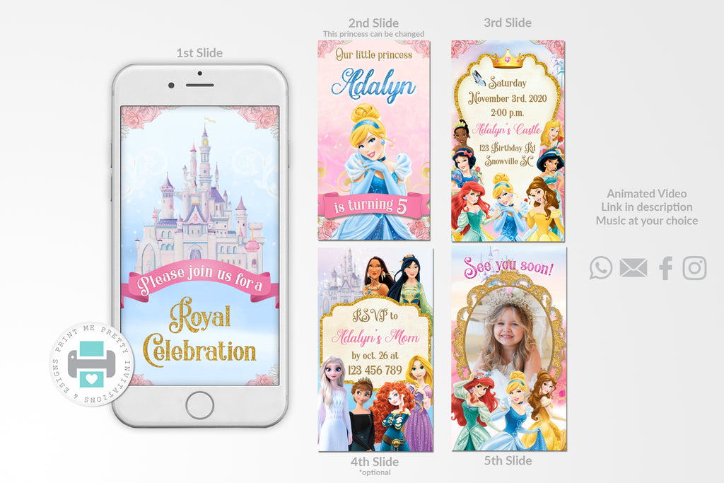 Disney Princesses Video Invitation - Print Me Pretty