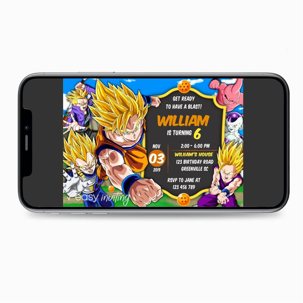 Dragon Ball Super Sayajin Birthday Invitation - Print Me Pretty