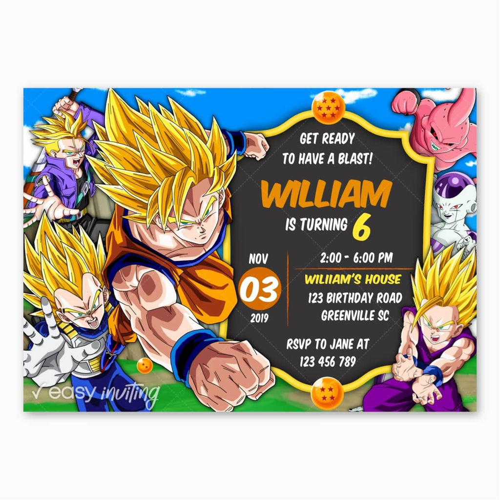 Dragon Ball Super Sayajin Birthday Invitation – Easy Inviting