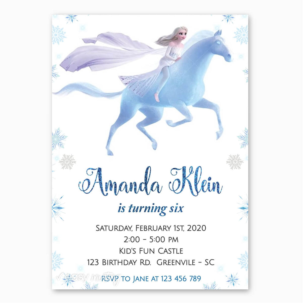 Frozen 2 Elsa with Horse Birthday Invitation - Print Me Pretty