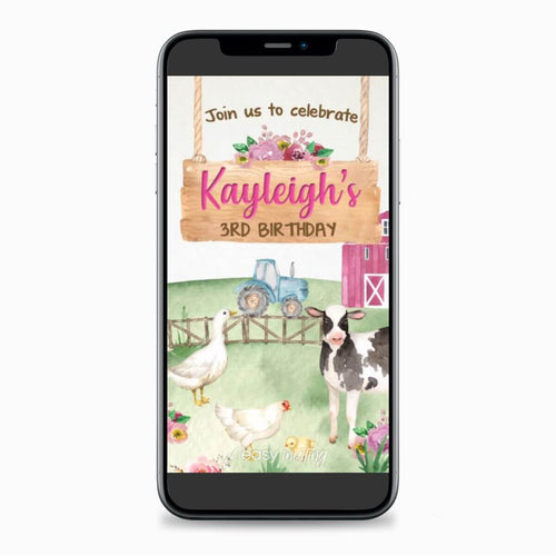 Farm Video Invitation for Girls - Print Me Pretty