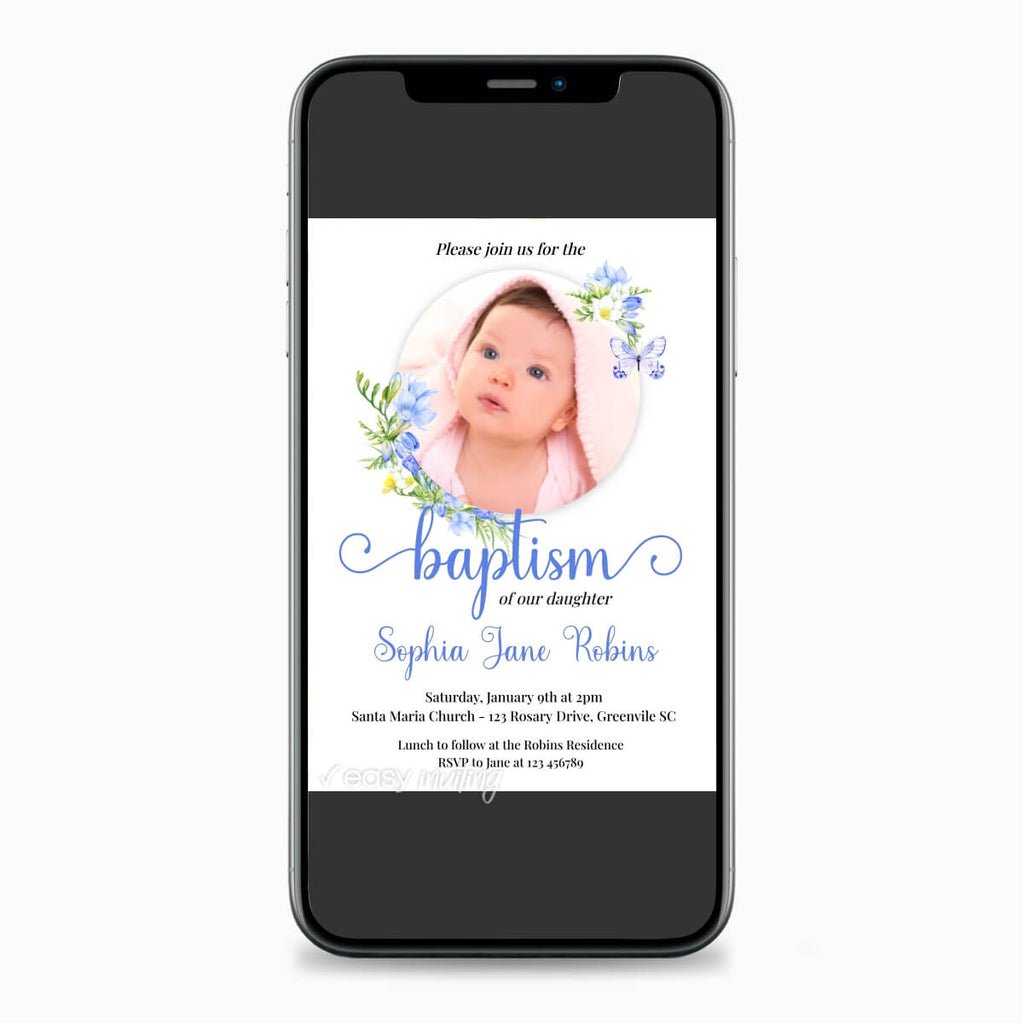 Baptism Invitation for Girls with Photo - Print Me Pretty