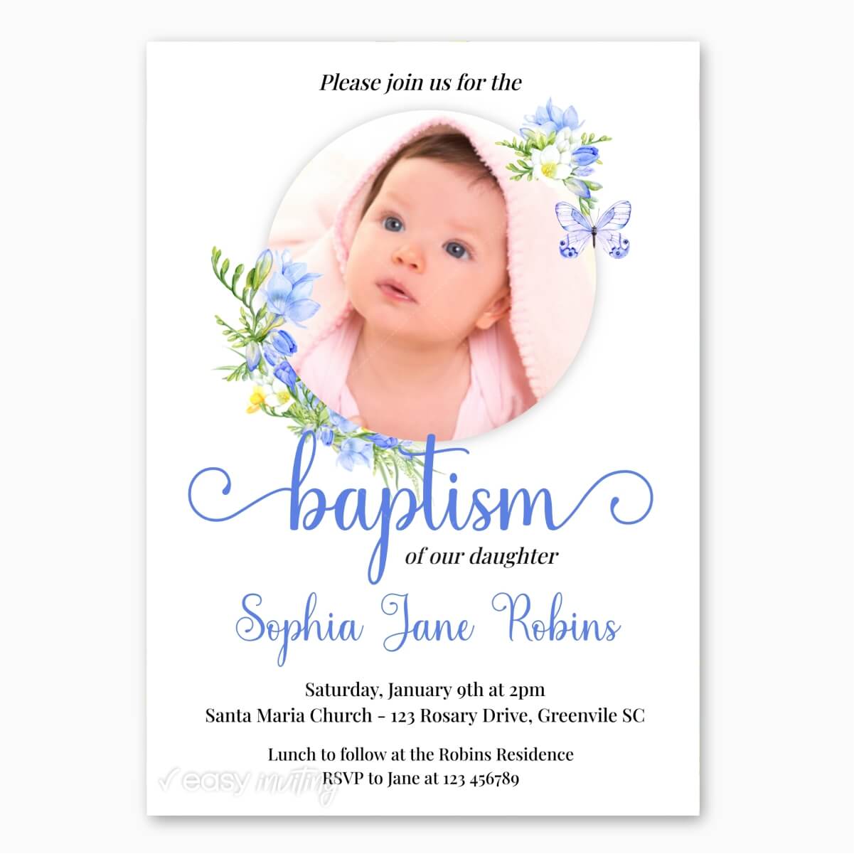 baby baptism invitation cards