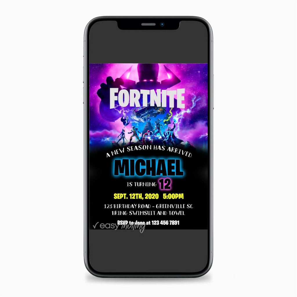 Fortnite Nexus War Birthday Invitation Marvel Season - Print Me Pretty