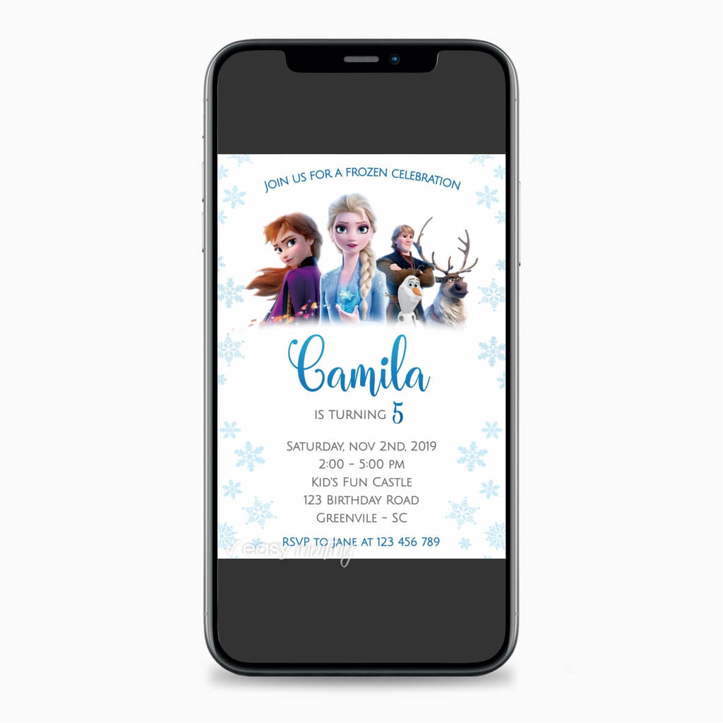 Frozen 2 Modern Birthday Invitation - Print Me Pretty