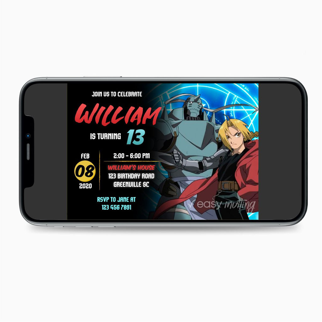 Fullmetal Alchemist Birthday Invitation - Print Me Pretty