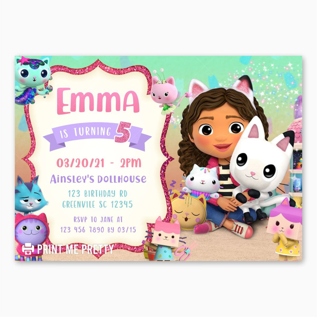 Gabby's Dollhouse Birthday Invitation Printable - Print Me Pretty