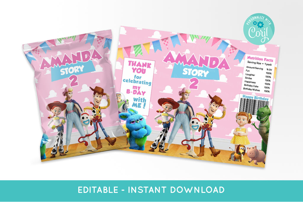 Toy Story 4 Chip Bag Printable Girls - Print Me Pretty