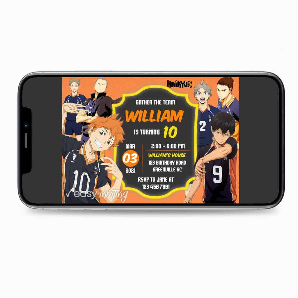 Haikyu!! Birthday Invitation - Volleyball Anime - Print Me Pretty
