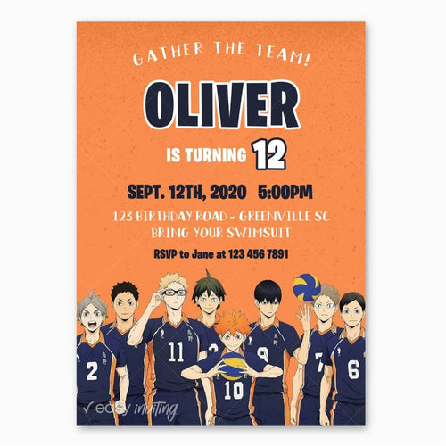 Haikyu!! Birthday Invitation - Volleyball Anime - Print Me Pretty