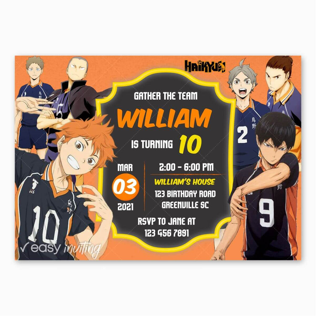 Haikyu!! Birthday Invitation - Volleyball Anime - Print Me Pretty