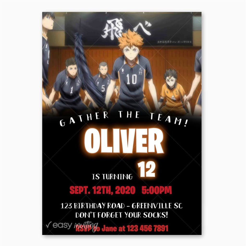 Haikyu!! Birthday Invitation - Volleyball Anime - Print Me Pretty