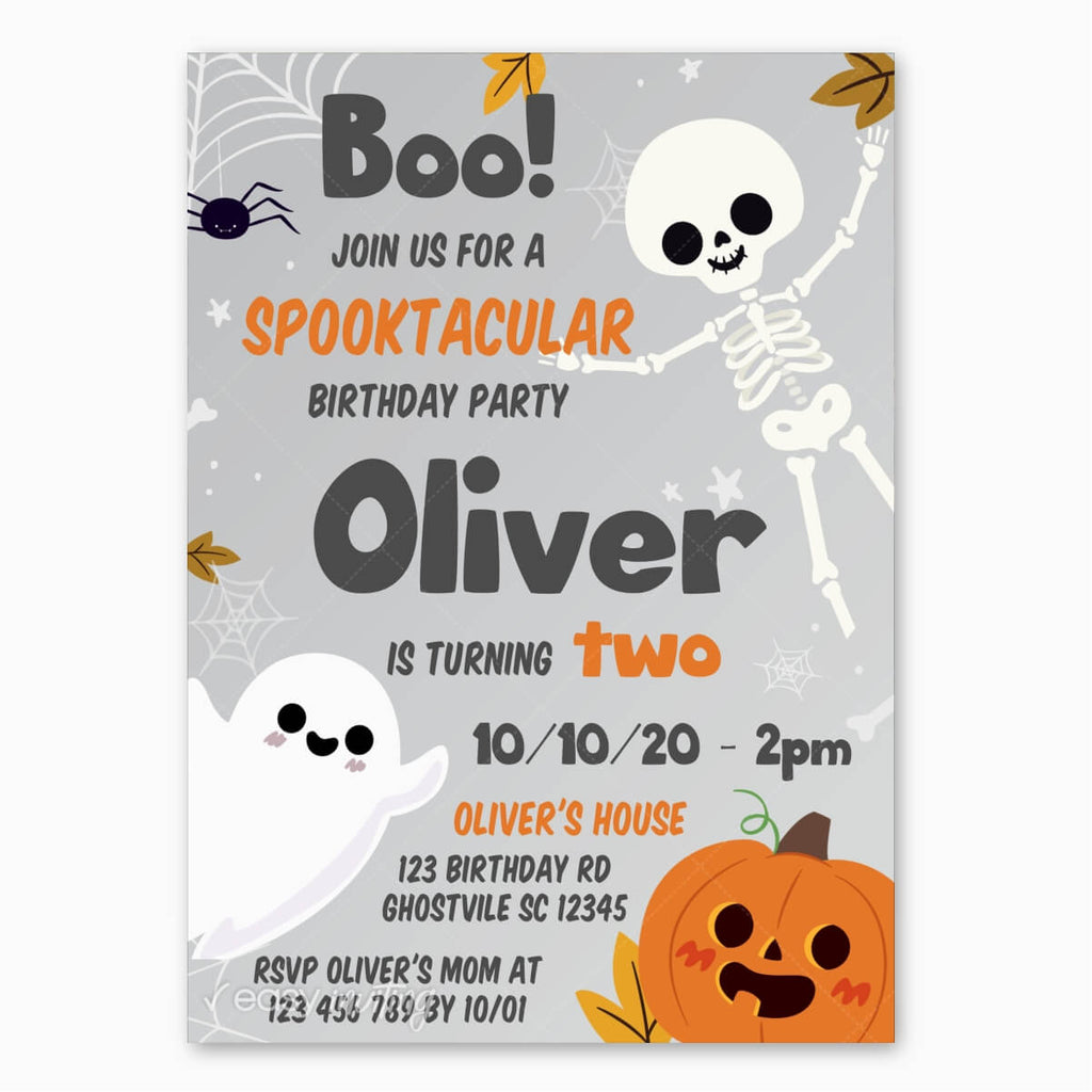 Cute Halloween Birthday Invitation for Boys - Print Me Pretty