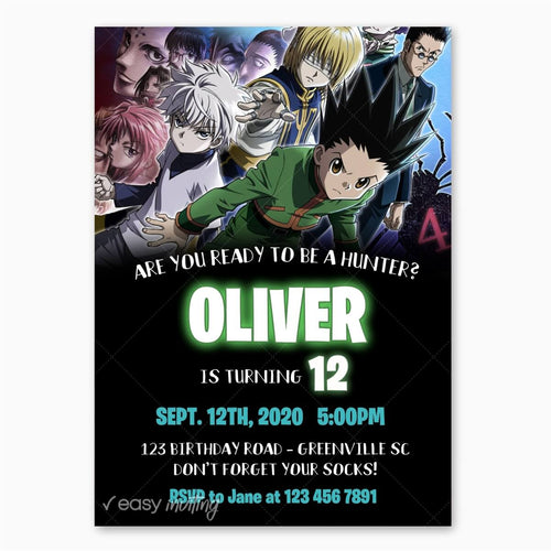 Hunter X Hunter Birthday Invitation HunterXHunter - Print Me Pretty