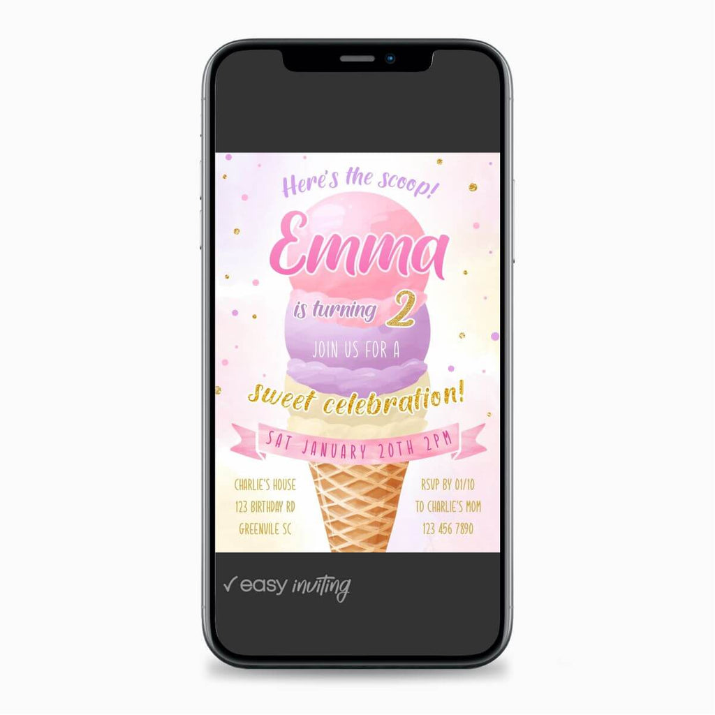 Ice Cream Birthday Invitation - Print Me Pretty