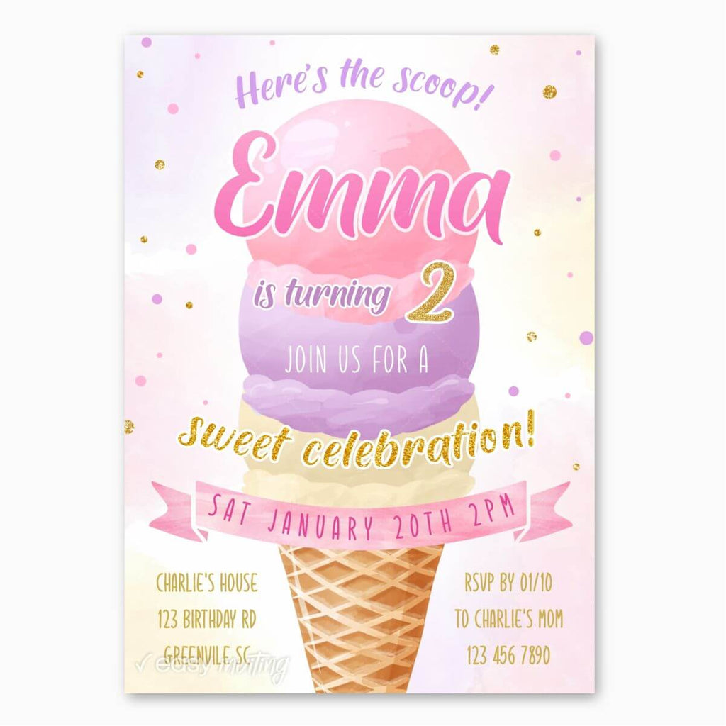 Ice Cream Birthday Invitation - Print Me Pretty