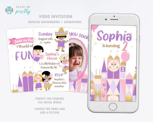 It's a Small World Invitation Video Animated Card - Print Me Pretty