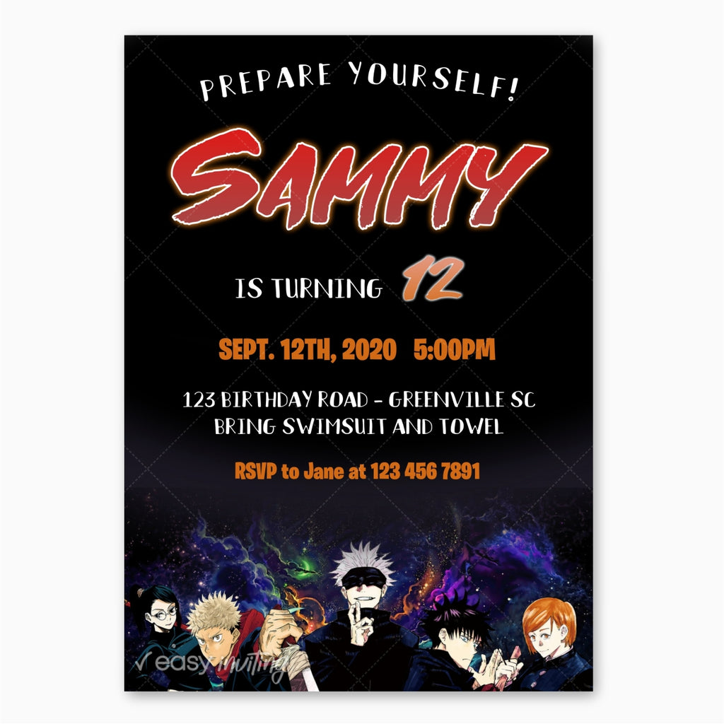 Jujutsu Kaisen Birthday Invitation - Print Me Pretty