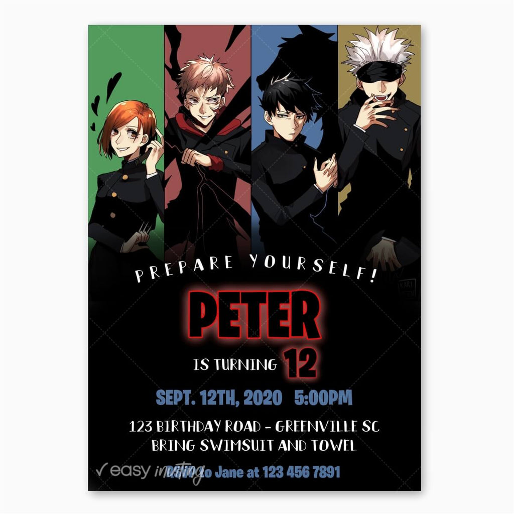 Jujutsu Kaisen Birthday Invitation - Print Me Pretty