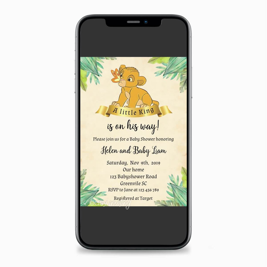 Lion King Baby Shower Invitation - Print Me Pretty