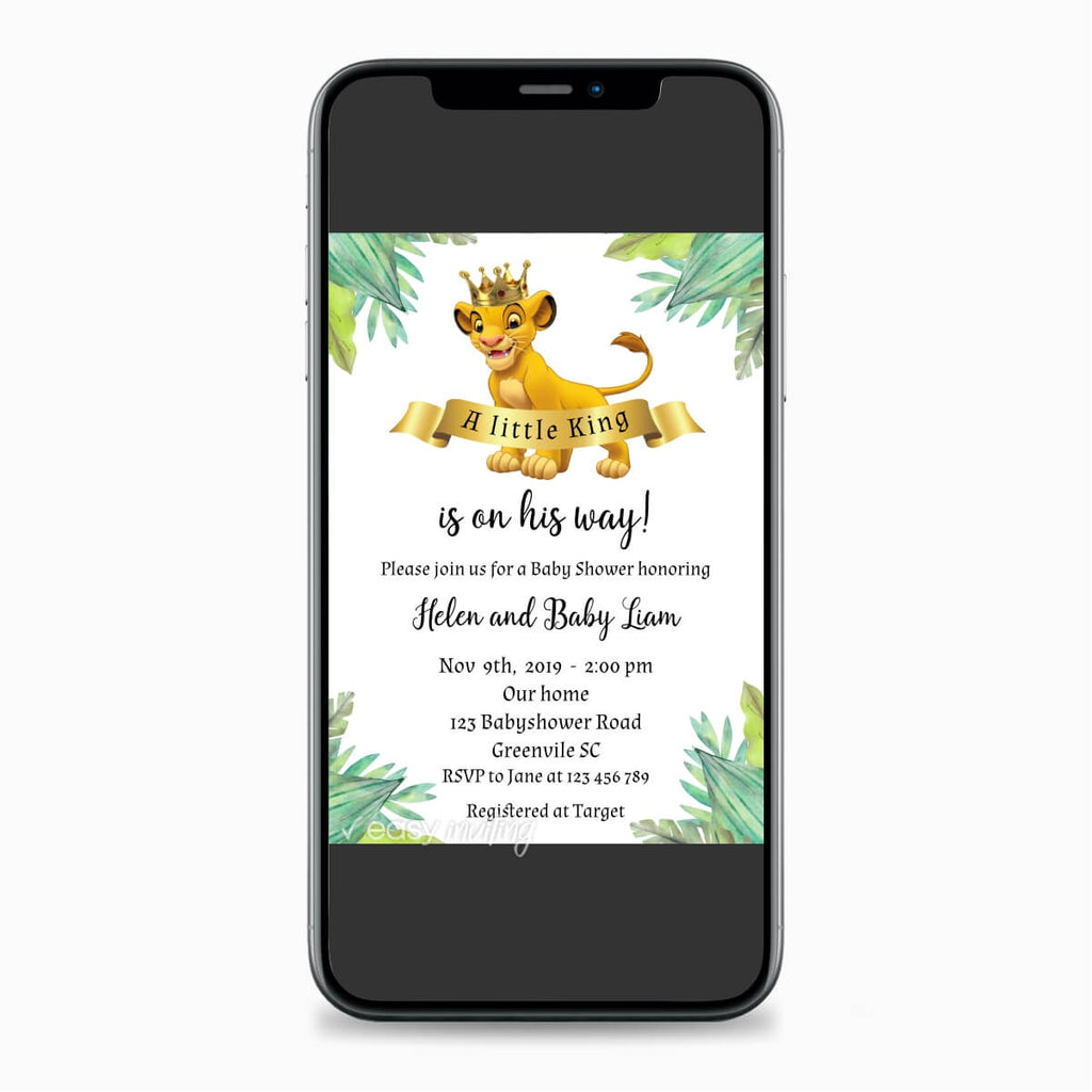 Lion King Baby Shower Invitation - Print Me Pretty