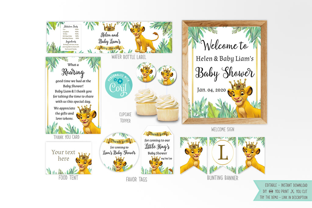 Lion King Baby Shower Party Printables Bundle - Print Me Pretty