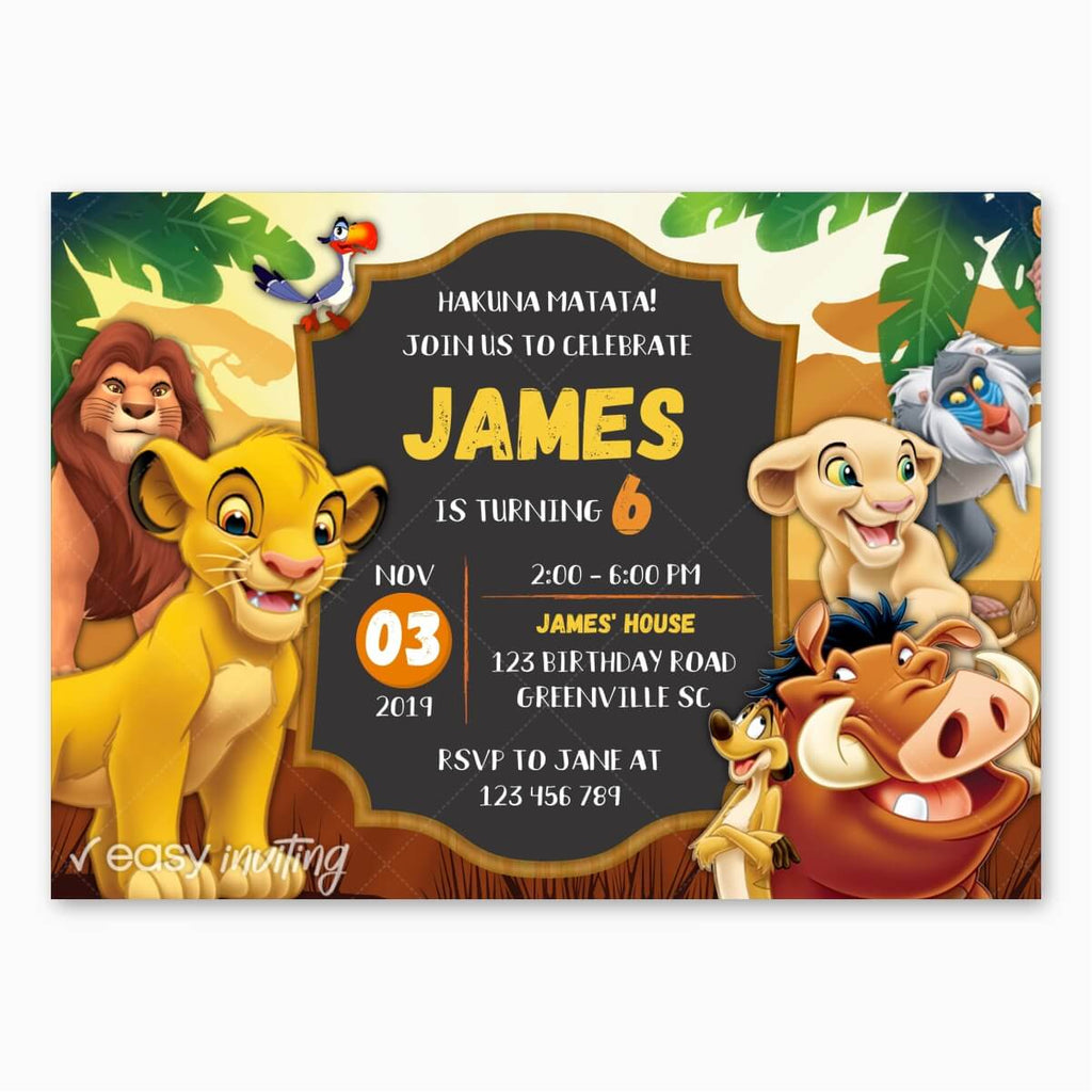 Lion King Birthday Invitation - Print Me Pretty