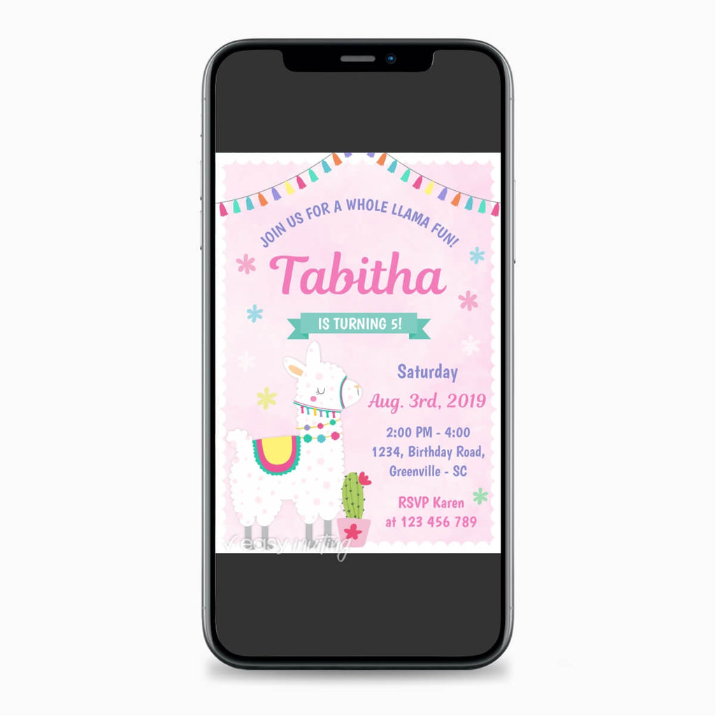 Llama Birthday Invitation - Print Me Pretty