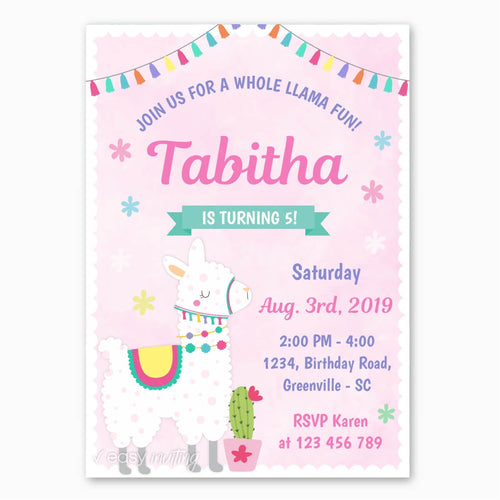 Llama Birthday Invitation - Print Me Pretty