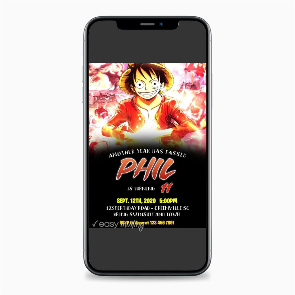 Luffy One Piece Birthday Invitation - Print Me Pretty