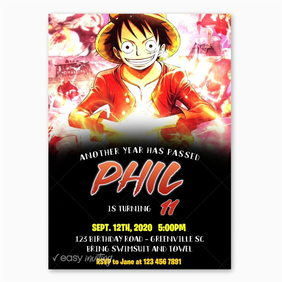 luffy-one-piece-birthday-invitation-easy-inviting for Free Printable Anime Birthday Invitations Luffy One Piece Birthday Invitation - Easy Inviting for Free Printable Anime Birthday Invitations