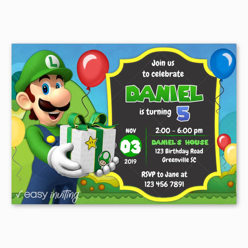Luigi Birthday Invitation - Print Me Pretty