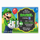 Luigi Birthday Invitation