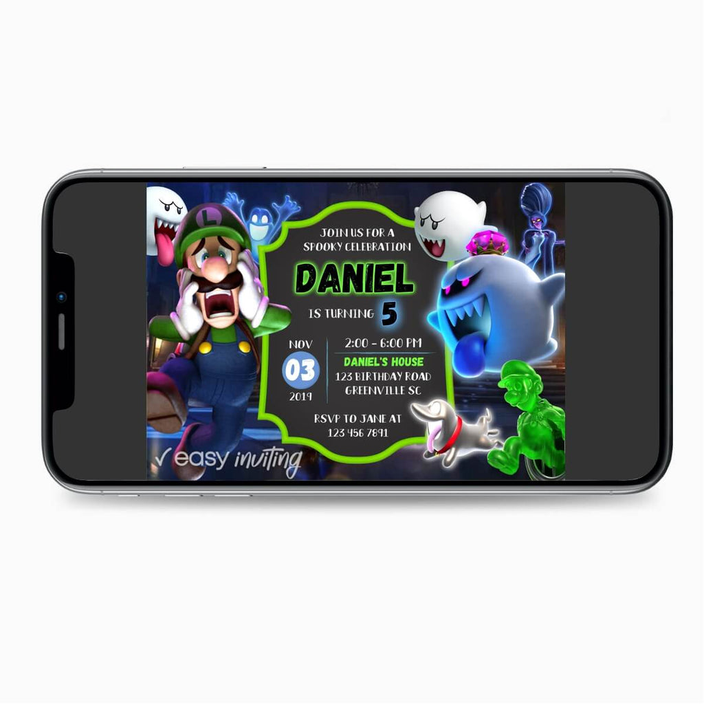 Luigi's Mansion 3 Birthday Invitation - Print Me Pretty