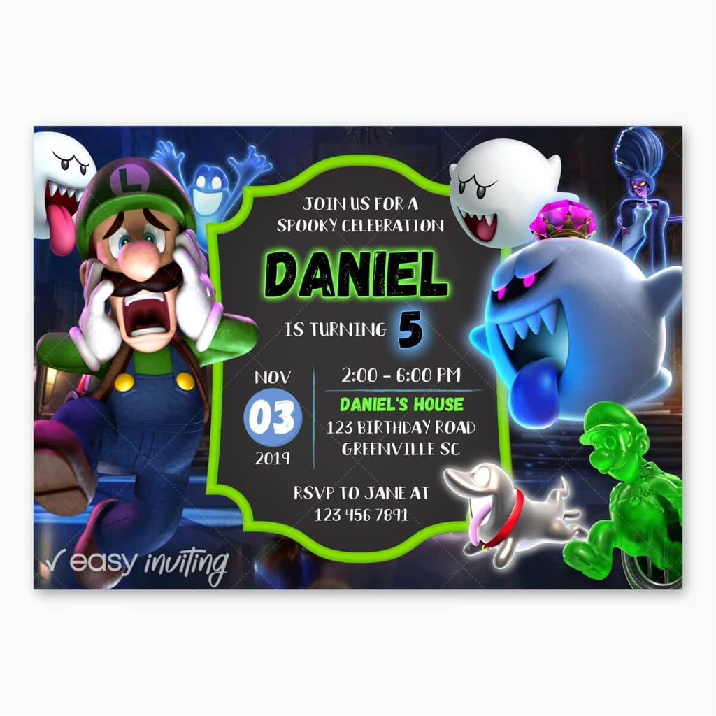 Luigi's Mansion 3 Birthday Invitation - Print Me Pretty