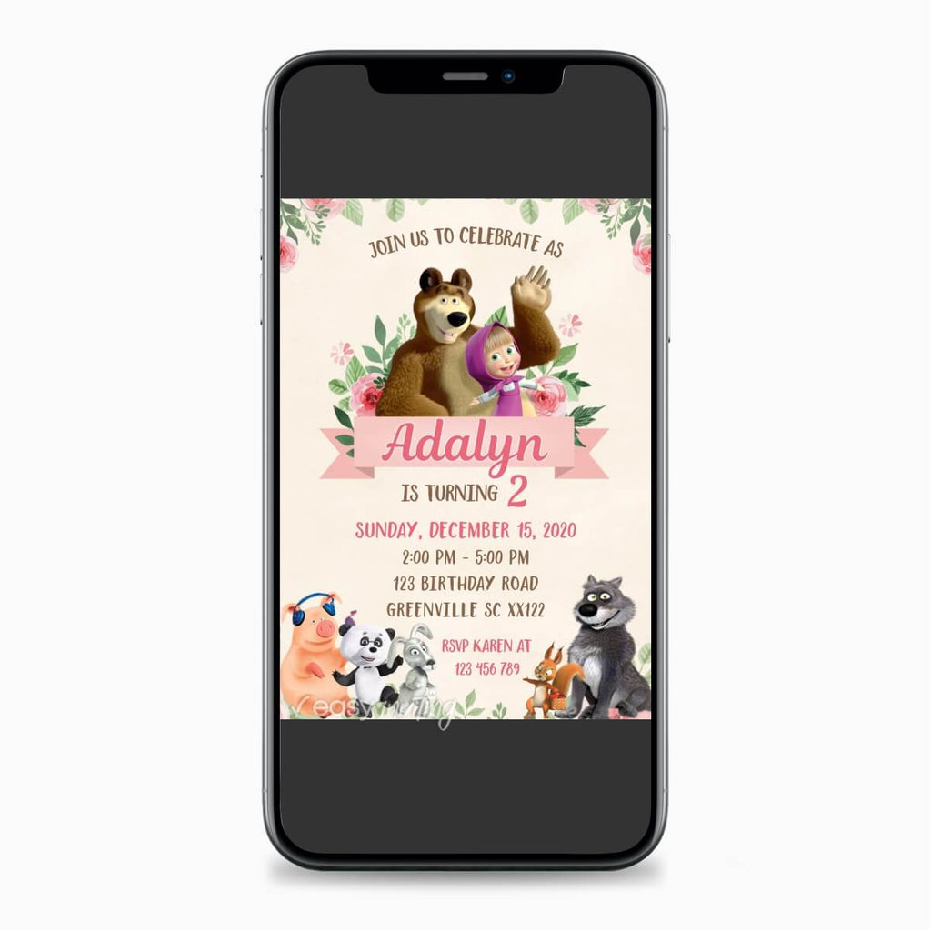 Masha and the Bear Invitation - Print Me Pretty